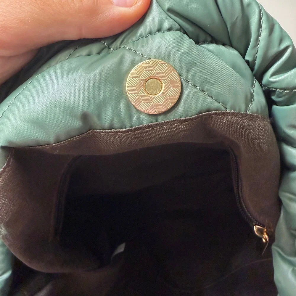 Quilted Puffer Chain Hobo Bag Olive Green Pillow Shoulder Bag  Y2K Luxury
